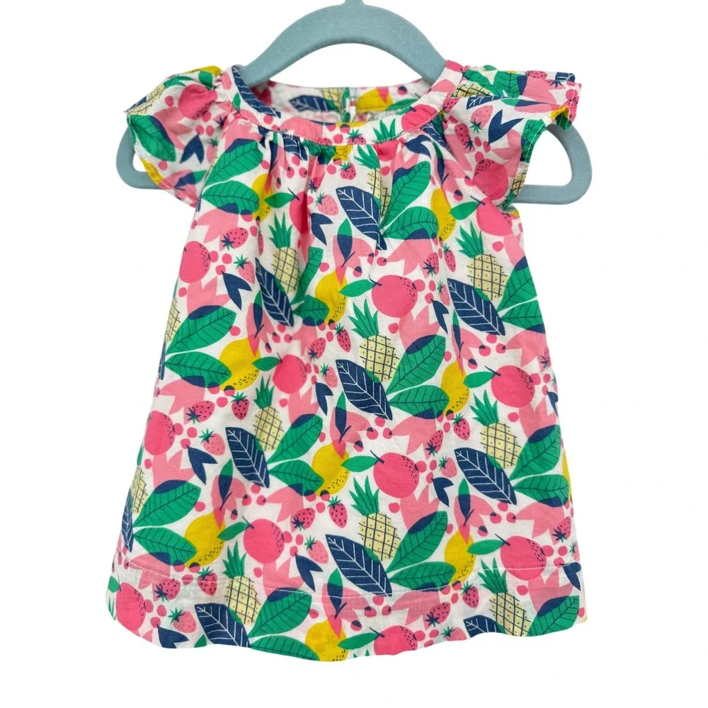 Gap Baby‎ Summer Tropical Fruit Print Dress 3-6 Months Pineapple Strawberry